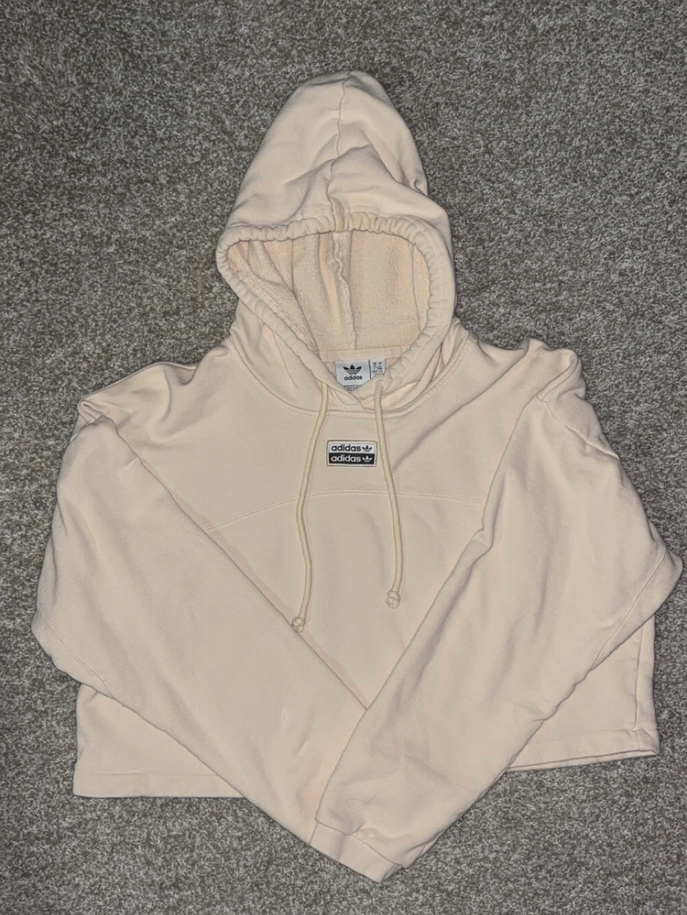 adidas Cream Sherpa-Lined Cropped Hoodie